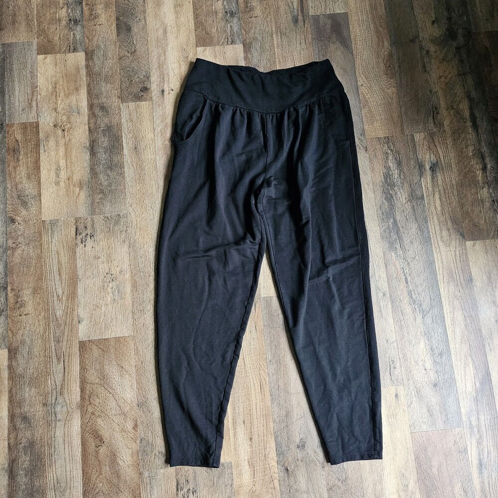 Garnet Hill Tencel Lyocell Black Tapered Joggers High Waisted Pants Small S